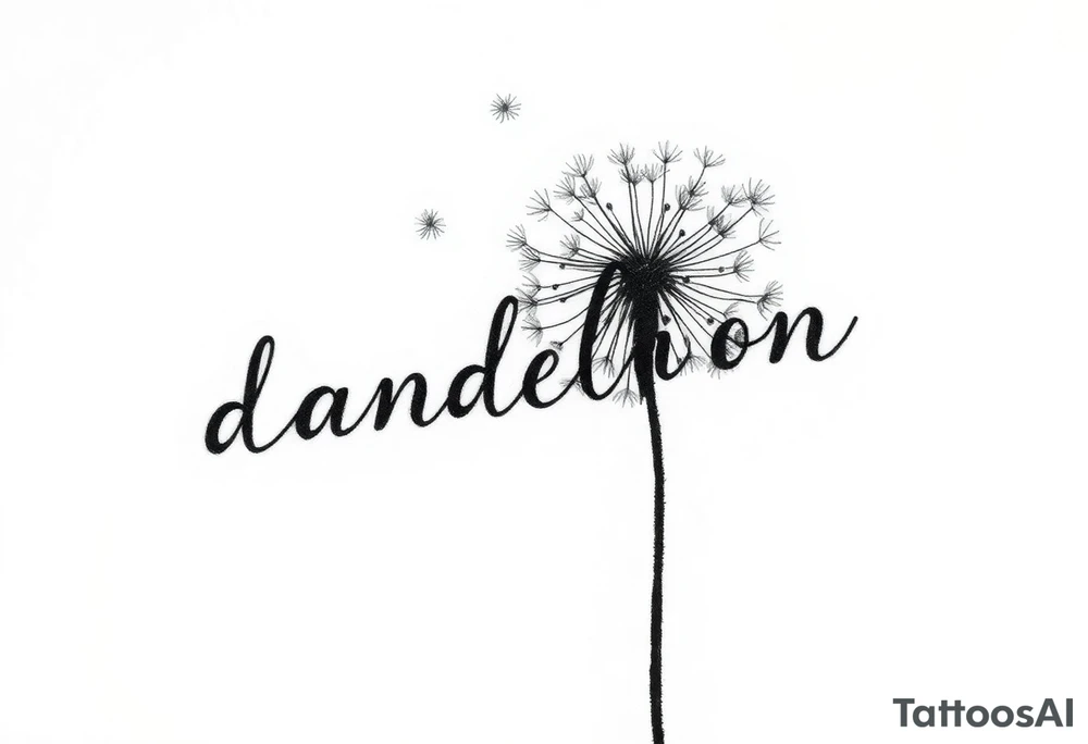 Dandelion
This image showcases a black-and-white watercolor-style illustration of a dandelion. The dandelion is depicted in fine detail, with its delicate seeds dispersing into the air. The artistic approach includes an ink-wash effect, where the stems appear to be dripping down like wet ink or paint, creating a dreamy and fluid aesthetic.

The background is minimalistic, with soft splatters and shading, adding to the abstract and ethereal feel. The contrast between the dark ink and the white background gives the image a striking, modern, and artistic look. It conveys themes of freedom, change, and the fleeting nature of time. Rix Rys Ari tattoo idea