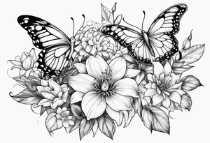 Butterflies with lilys, asters and morning glories tattoo idea