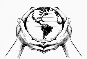Strong hands holding world tattoo idea