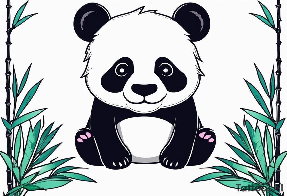 Cute panda only face with bamboo tattoo idea