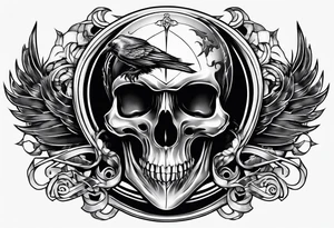 Raven,skull,and scythe tattoo idea