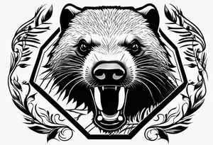 honey badger peeking over, claws, front view tattoo idea