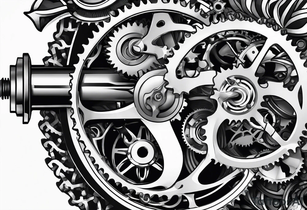 bicycle gear and chain as watch around wrist tattoo idea