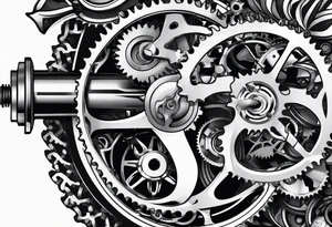 bicycle gear and chain as watch around wrist tattoo idea