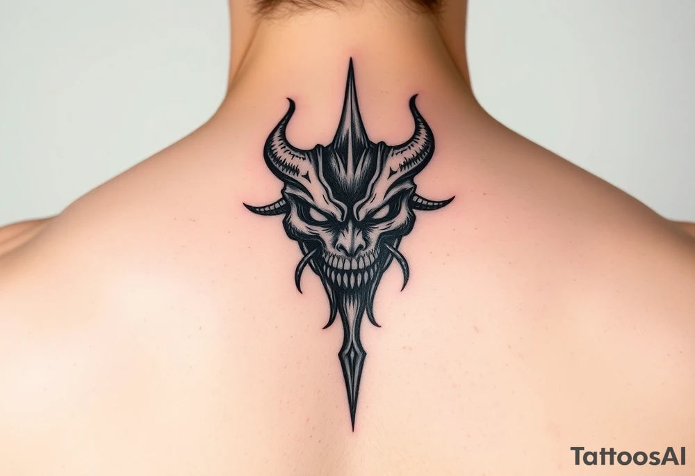 a monster symbol representing bipolar disorder of both happy and sad at the same time tattoo idea