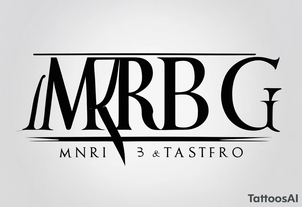 I'm looking for a minimalist logo-style tattoo that consists of the letters 'MRBG'. Keep it simple and not too fancy, just the clean and bold letters arranged in a stylish way. Please ensure there are no figures or additional elements such as people, animals, or objects in the design. tattoo idea