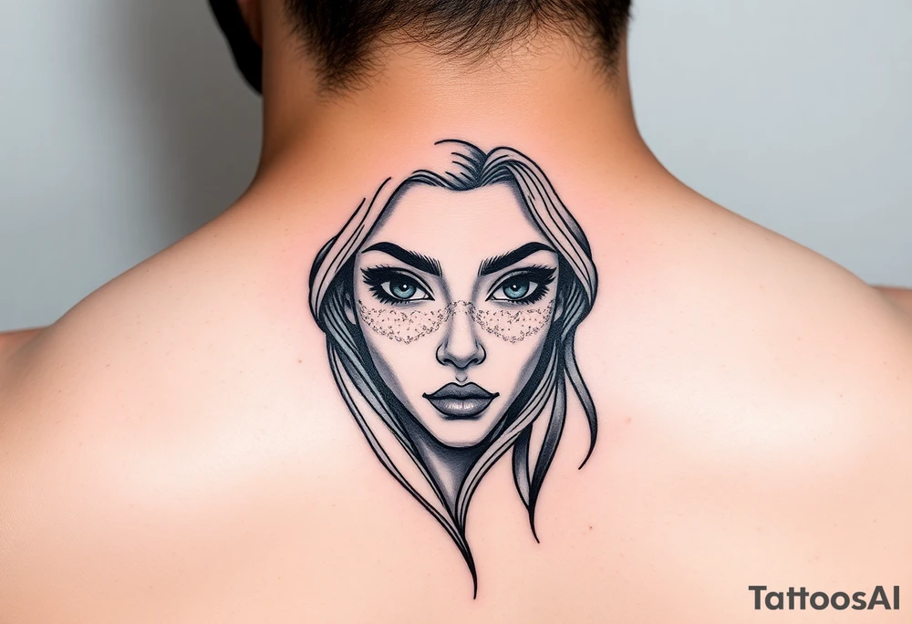 beauty girl face tattoo idea