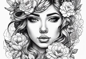 Powerful Aries woman with flowers tattoo idea