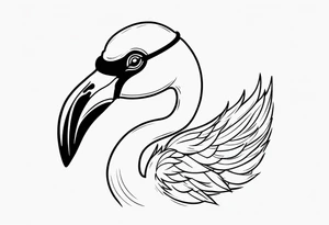 cute flamingo with glasses on tattoo idea