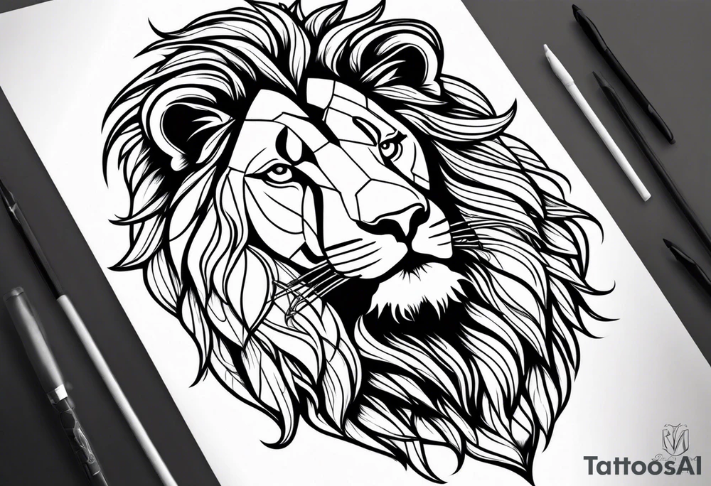 realistic lion tattoo idea