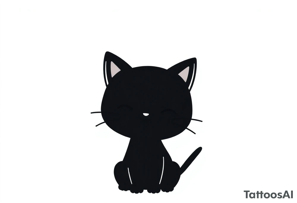 cute black cat tattoo idea