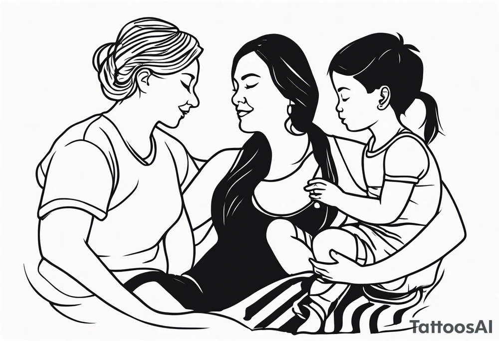 Mom with son and daughter tattoo idea