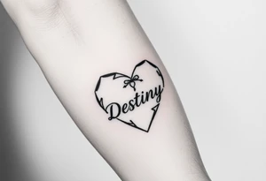 broken heart with destiny’s name tattoo idea