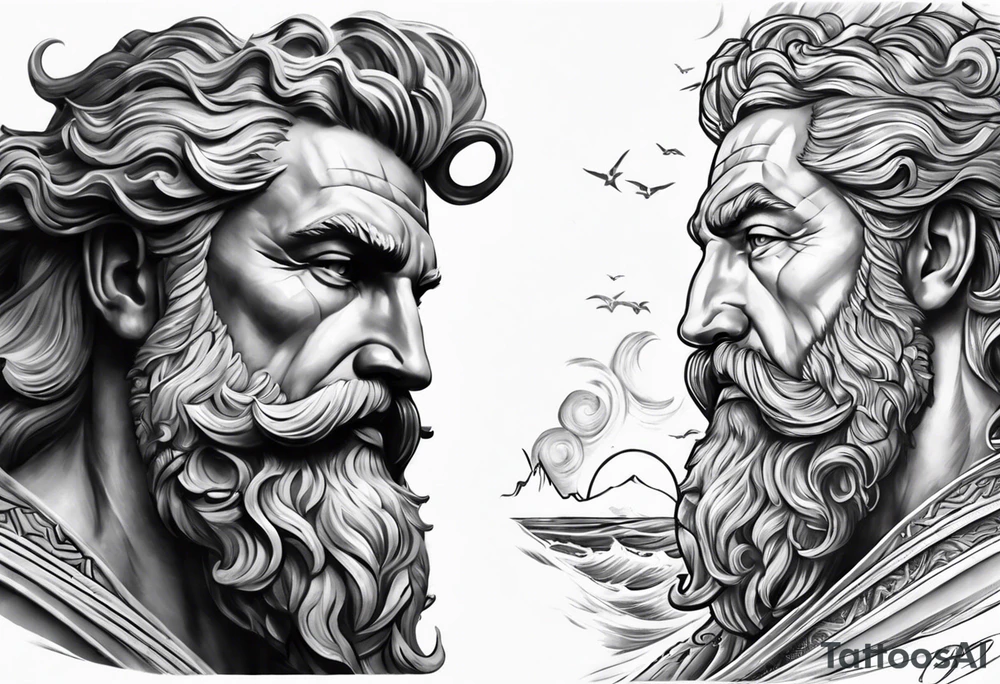 Poseidon als Windsurfer tattoo idea