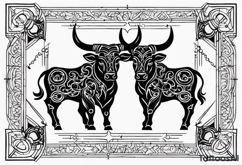 Gemini and taurus symbols intertwined tattoo idea