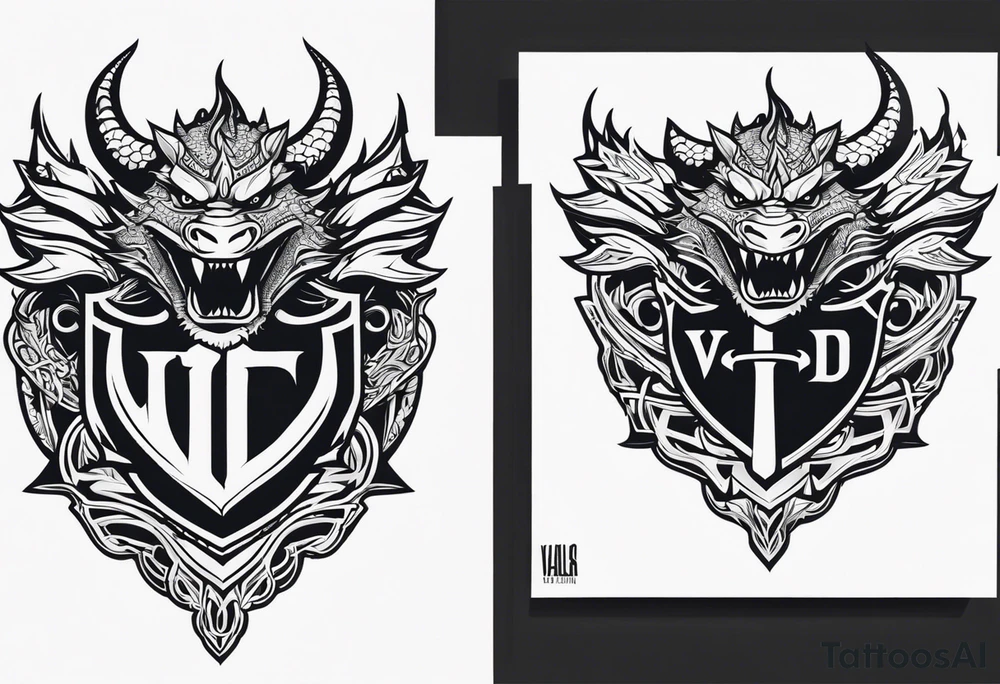 Valhalla sword shield dragon tattoo idea