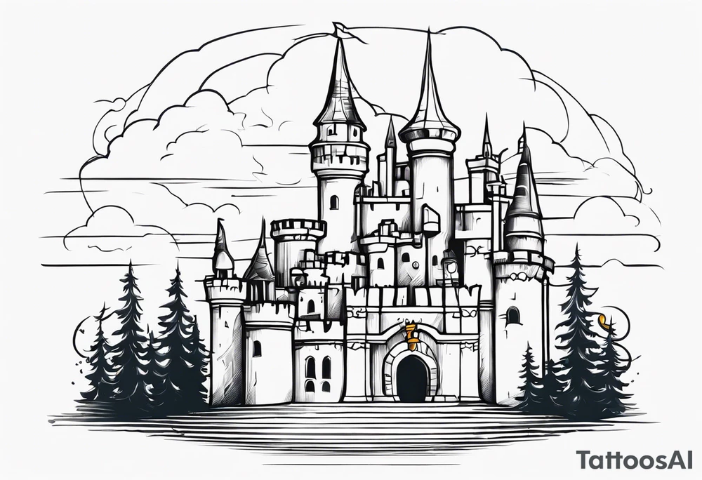 Labyrinth Castle with bell tattoo idea