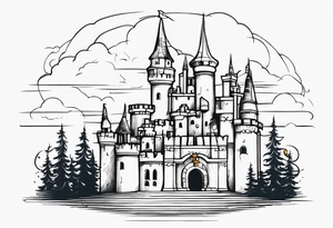 Labyrinth Castle with bell tattoo idea