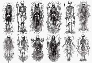 Tall creepy Skeletal figure tattoo idea