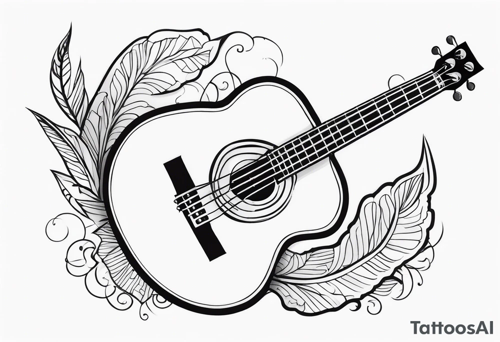 Acoustic bass guitar, wood, tattoo idea