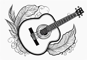 Acoustic bass guitar, wood, tattoo idea