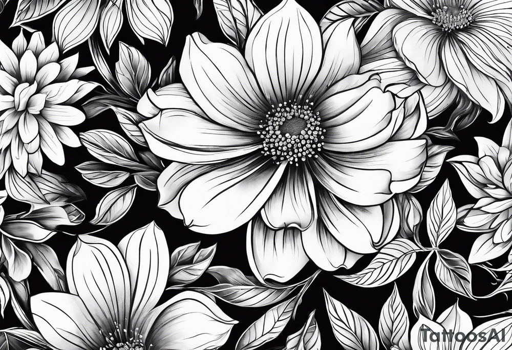 flowers with name anne and emile tattoo idea