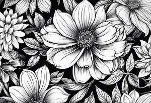 flowers with name anne and emile tattoo idea