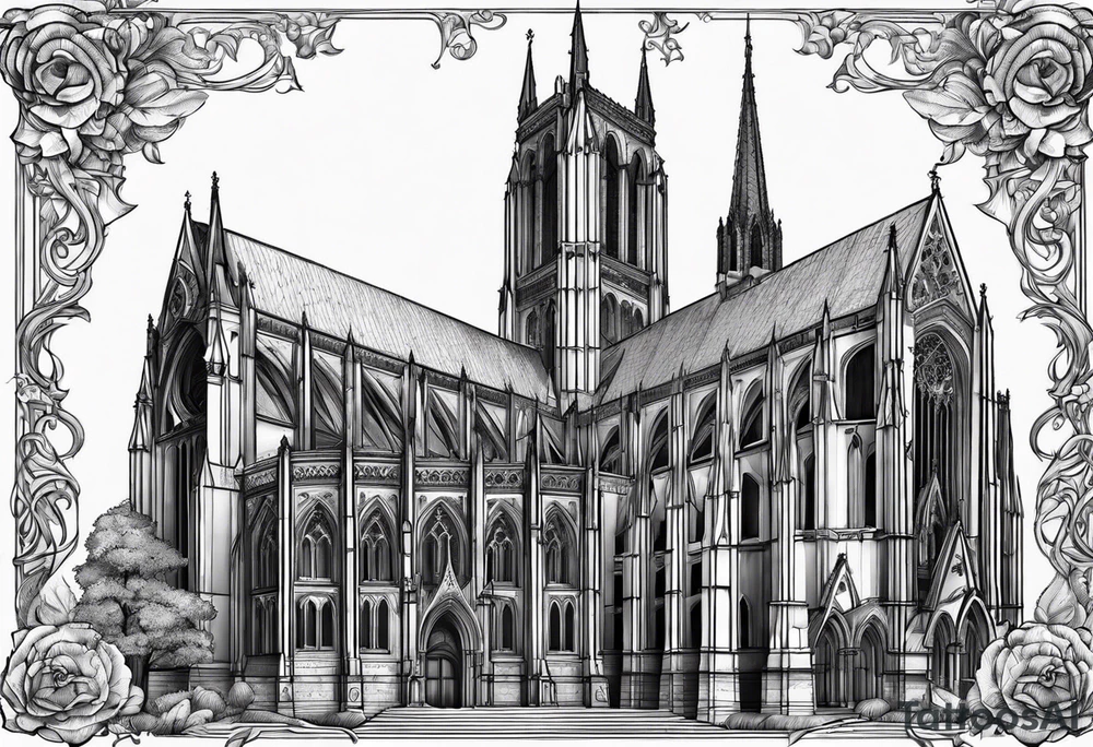 gothic cathedral with knight tattoo idea