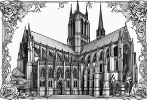gothic cathedral with knight tattoo idea