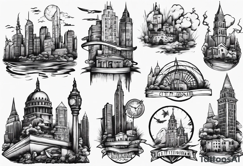 city scape tattoo idea