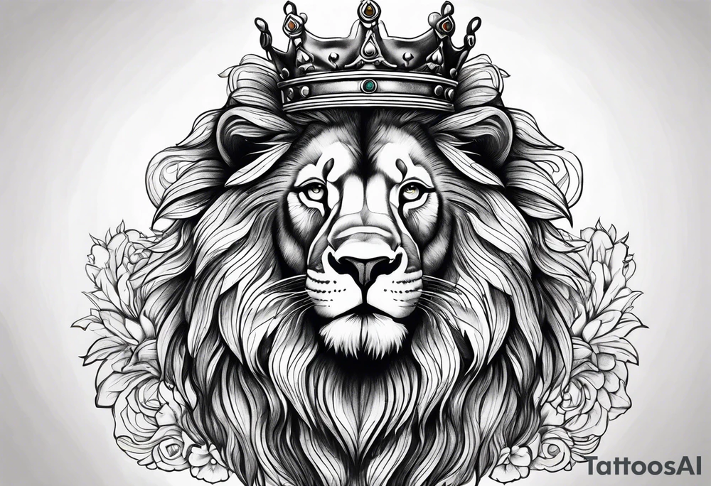 Majestic Lion with Crown tattoo idea