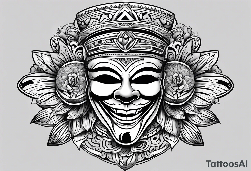 Laughing mask Mexican style tattoo idea