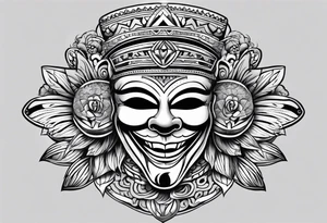 Laughing mask Mexican style tattoo idea