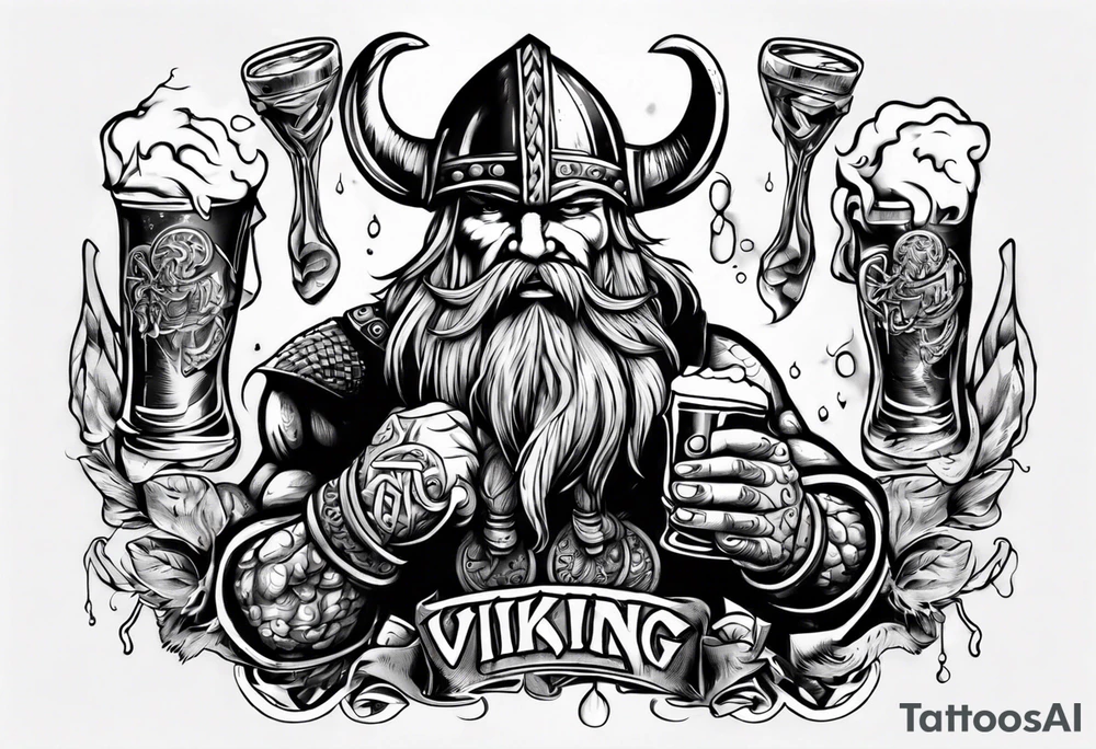 Viking drinking a beer tattoo idea