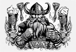 Viking drinking a beer tattoo idea