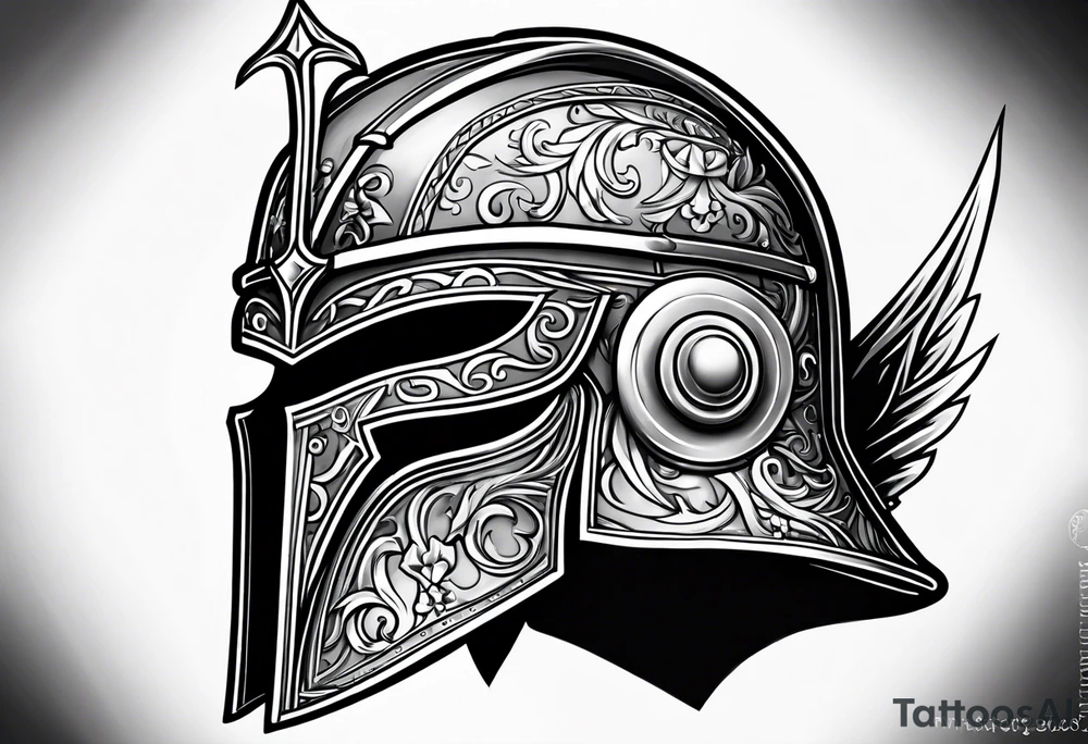 medieval knight helmet tattoo idea