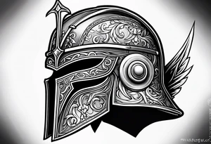 medieval knight helmet tattoo idea