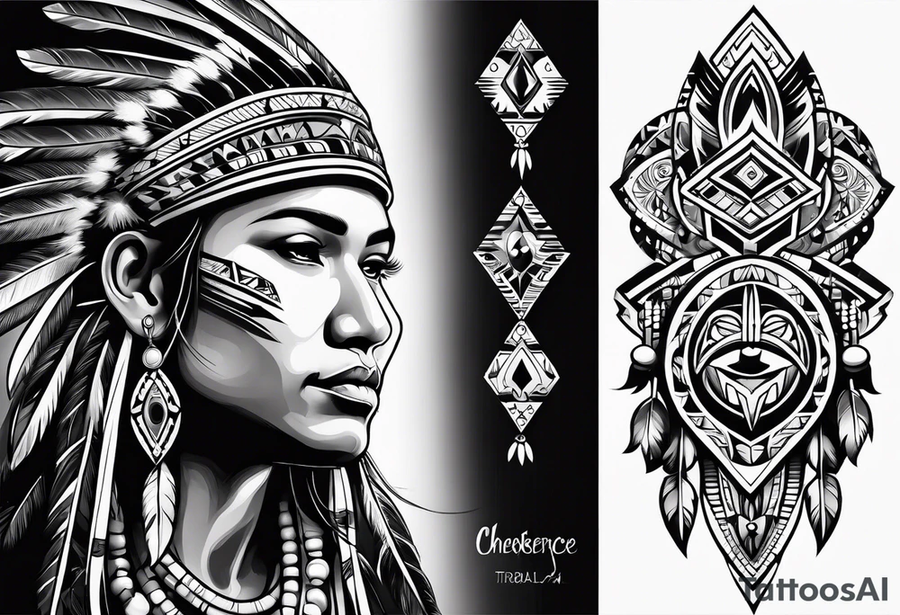 Cherokee Indian art tribal tattoo idea