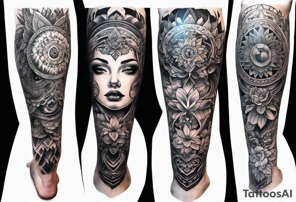leg sleeve tattoo idea