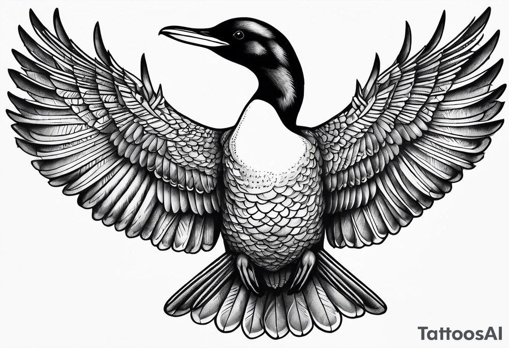 Loon stretching wings tattoo idea