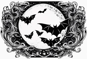 Moon and bats tattoo tattoo idea