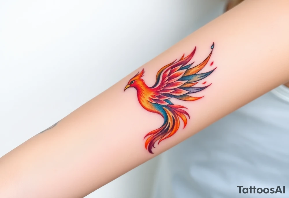 Phoenix with blazing fire tattoo idea