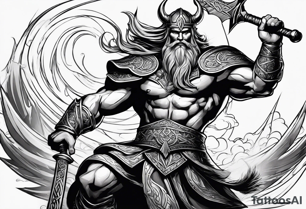 Norse God Sutur Fighting Freyr tattoo idea
