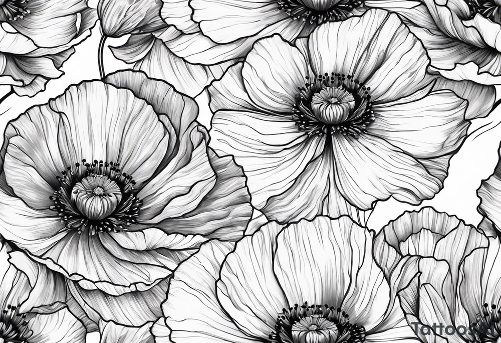 Cosmos poppies flowers tattoo idea