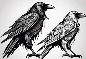 a scary black raven facing left tattoo idea