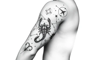 Taurus, cancer, 2 scorpio, capricorn, and libra star constellation tattoo for arm tattoo idea