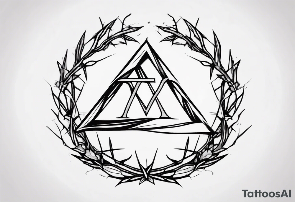 simple letter delta inside a crown of thorns tattoo idea