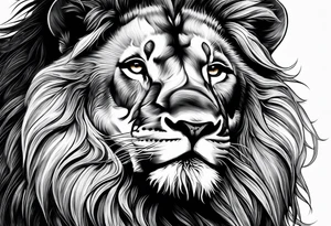 powerful majestic lion, close-up tattoo idea