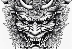 Japanese devil mask tattoo idea