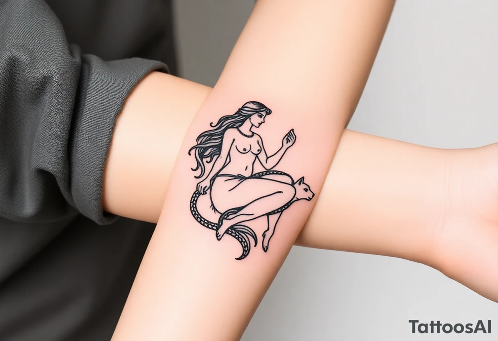 Goddess artemis with cat instead of wolf tattoo idea